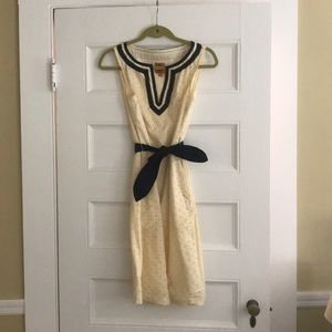 Tory Burch Cream& Navy Eyelet Dress